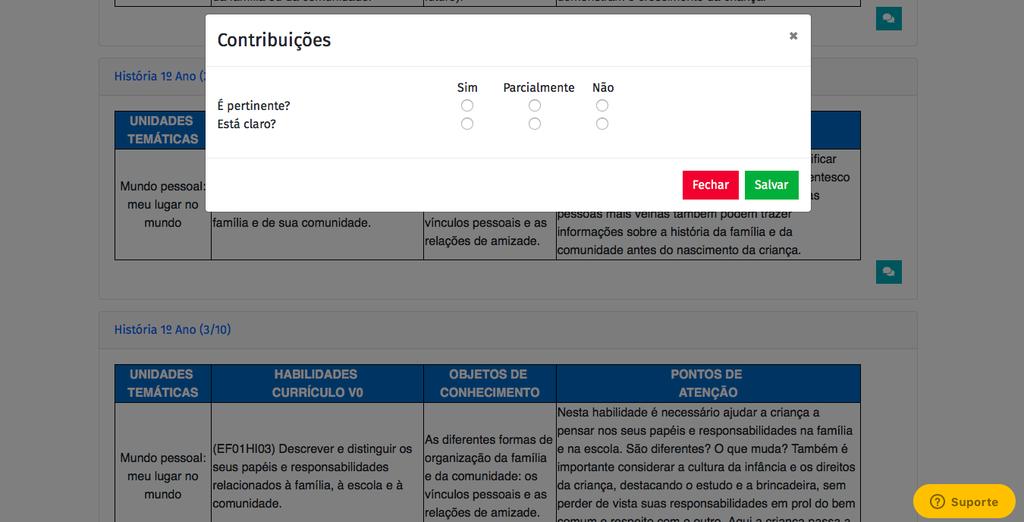 Passo 5) Ao acessar a pagina específica da contribuição cada ponto aberto para contribuição possui o ícone abaixo representado e localizado a direita de cada trecho.