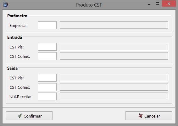 Nesta tela, a guia Parâmetros possui o campo: Empresa: selecionar a empresa para diferenciar o cadastro de CST Pis/Cofins. Empresas poderão ser cadastradas em Configurações > Parâmetros.