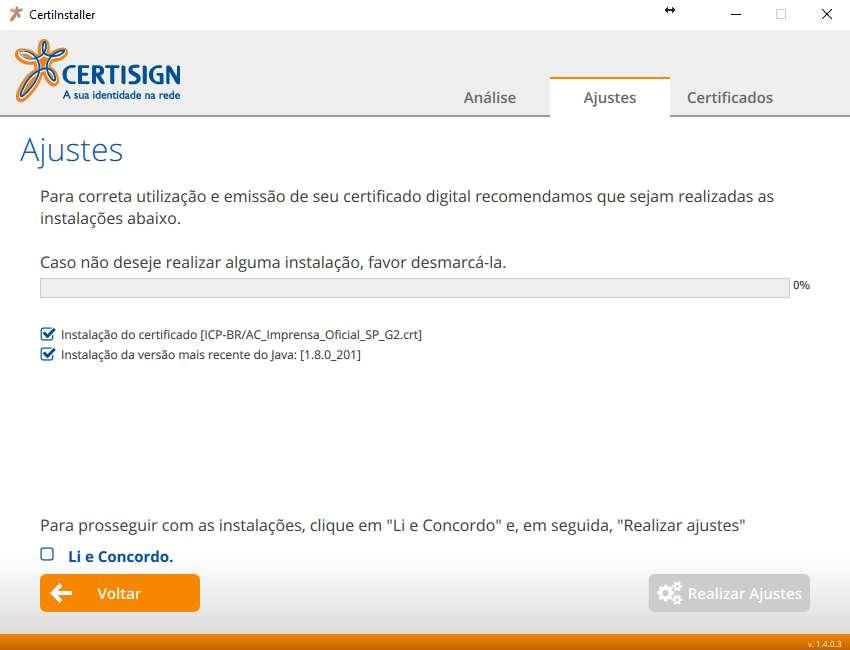 SOLUÇÕES DE ERROS CERTIFICADO Desmarcar Após realizar os