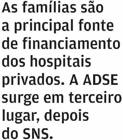 pt A ADSE financia, por si só, mais de 20% da despesa corrente dos hospitais privados.