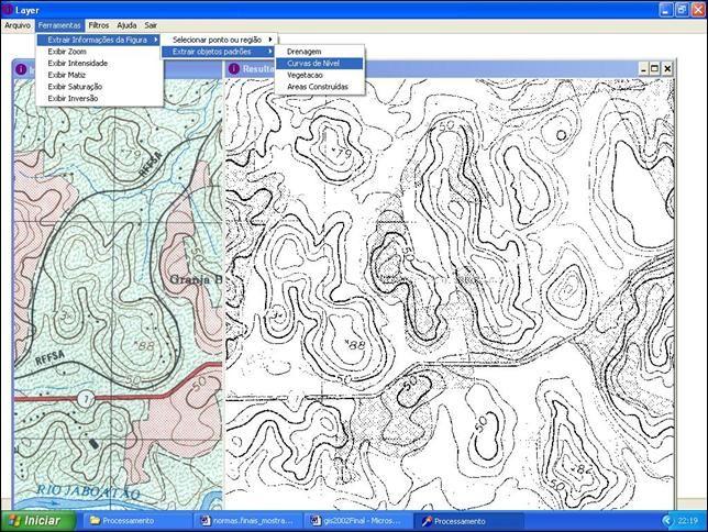 Figura 7 : Extração das curvas de nível Os principais resultados obtidos até agora foram: A. Construção total da interface do programa. B.