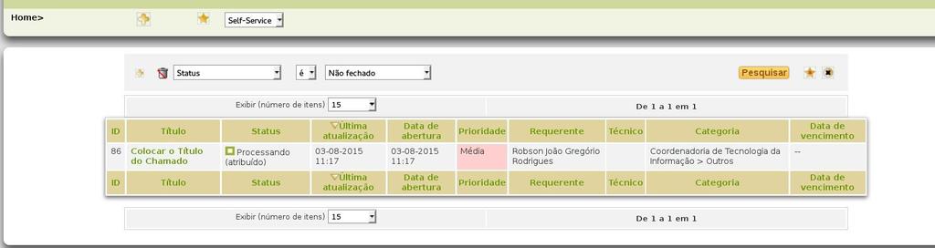 Figura 07 Tela de Acompanhamento de chamados 5.