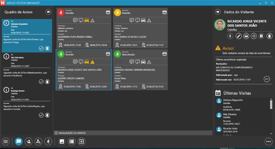 Notificação de chegada do visitante Recepcionistas Os múltiplos utilizadores que tenham função de recepcionista podem visualizar os logs de actividade em tempo real para chegadas, entradas e