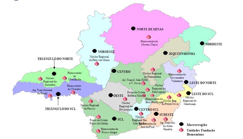 1992 Núcleo Regional de São Joao Del Rei Núcleo Regional de Manhuaçu Núcleo Regional de Sete Lagoas 1993 Hemocentro Regional de Uberlândia Posto de Coleta do Hospital Julia Kubitschek 1994 Hemocentro