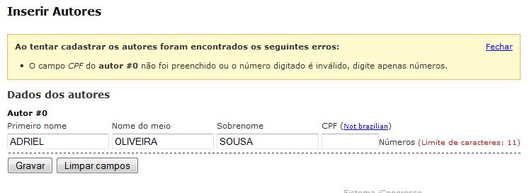 8) Nesse momento se inicia o processo de envio dos trabalhos (que deve ser repetido para cada trabalho seu selecionado conforme a lista enviada anteriormente).