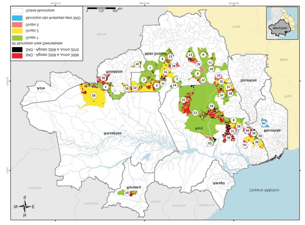 Figura 11. Desmatamento (agosto de 2008 a julho de 2010) nos 43 municípios mais desmatados na (Fonte: Imazon/SAD).