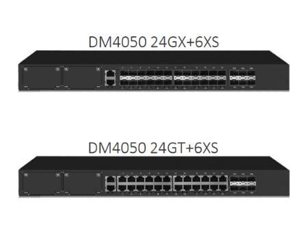 DM4050 Series Fixed Configuration Gigabit Ethernet Switch Modelos com 24 interfaces GE e 6 uplinks de10ge (SFP+) Fonte de Alimentação AC ou DC
