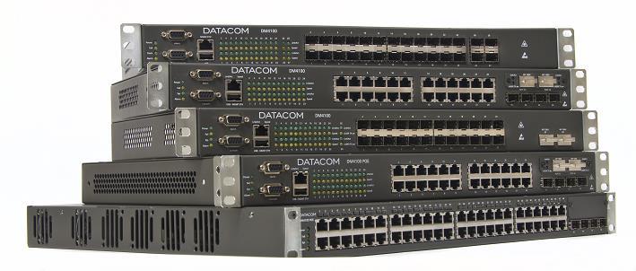 DM4100 Series Switch Metro Ethernet Modelos com portas elétricas ou óticas de1gb Uplink em portas Giga ou 10Gigas (XFP ou SFP+) Wirespeed (processamento direto em