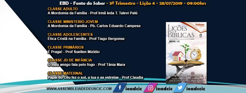 28/07/2019 Lição 4 A Mordomia da Família 3º Trimestre Classe Adulto TEXTO ÁUREO Porém, se vos parece mal aos vossos olhos servir ao Senhor, escolhei hoje a quem sirvais: [ ] porém eu e a minha casa