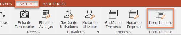 2 - Iniciar o OranGest e aceder a Sistema>Licenciamento ; 3 Copiar o campo Nº de Série do Produto e colar num ficheiro de texto, guardar o mesmo num dispositivo de