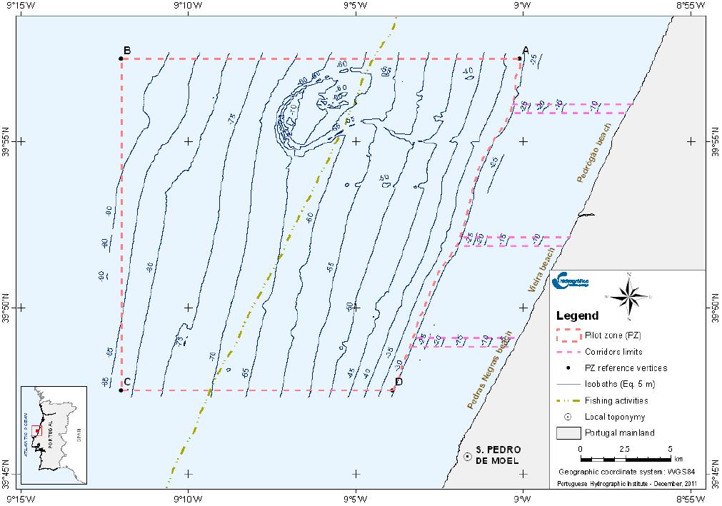 ENQUADRAMENTO Zona Piloto - 320 km 2 ; Largo de S. Pedro de Moel - 30 m e 100 m.