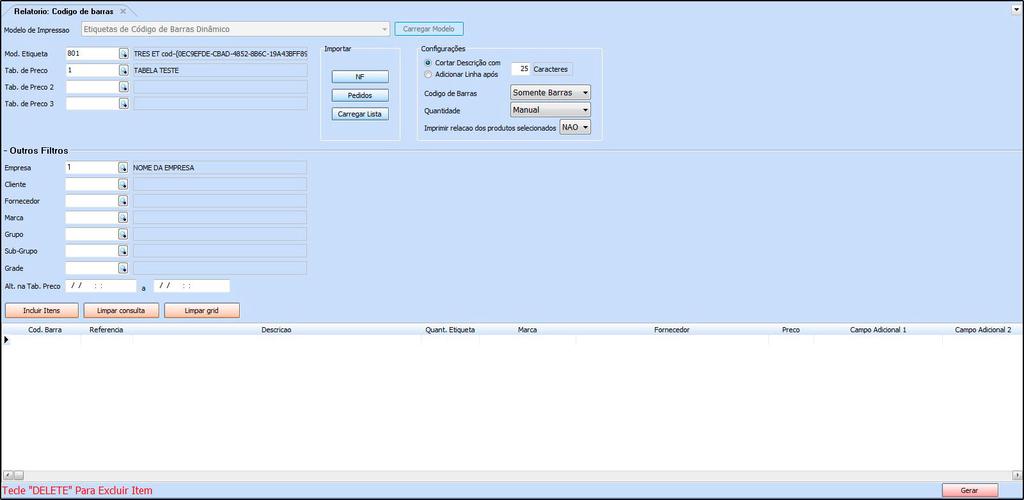 Sistema: Futura Server Caminho: Etiquetas >Produto>Código de barras dinâmico Referência: FS162 Versão: 2017.25.