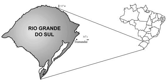 13 ANEXO Figura 1 Localização do ondógrafo fundeado na praia de Tramandaí, litoral do RS. Fonte: Strauch et al. (2009) Figure 1 - Location of the anchored ondograph in Tramandaí beach, RS coast.