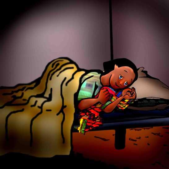 A tia de Simbegwire levou-a para sua própria casa. Ela deu a Simbegwire comida quentinha, colocou-a na cama e a cobriu com o cobertor de sua mãe. Aquela noite, Simbegwire chorou antes de adormecer.