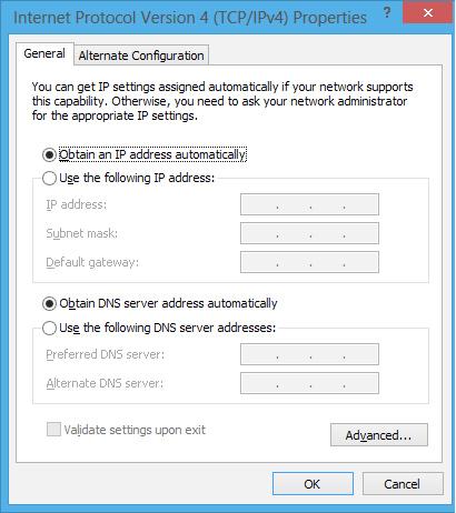 Toque em Obtain an IP address automatically (Obter endereço IP automaticamente) e