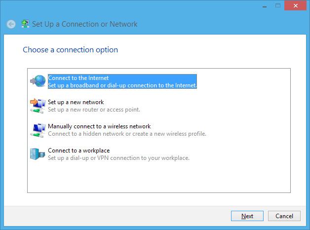 7. Volte à janela Network and Sharing Center (Centro de Rede e Partilha) e toque em Set up a new connection or network (Configurar uma nova