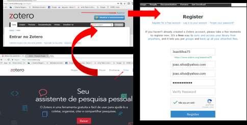 4 COMO CRIAR CONTA DE USUÁRIO NO ZOTERO Crie uma conta de usuário no site do Zotero para ter acesso à versão web na qual permite criar