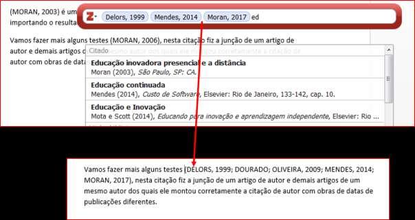 Caso você queira fazer uma citação com vários documentos, após a primeira consulta clique sobre o