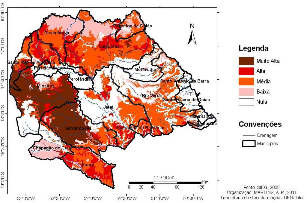 Mapa de probabilidade da ocorrência de solos