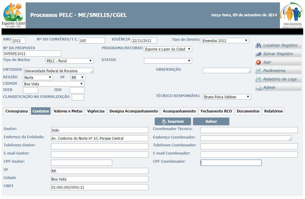 Login Cadastro na Plataforma de Contatos SNELIS do Convênio - PELC e Vida Saudável Em Contatos serão apresentadas as informações