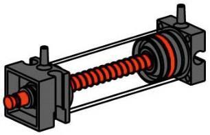 Cilindro pneumático: Na linha de triagem com detecção de cores, a ejeção da peça ocorre por meio de três cilindros pneumáticos, controlados por meio de válvulas magnéticas de 3/2
