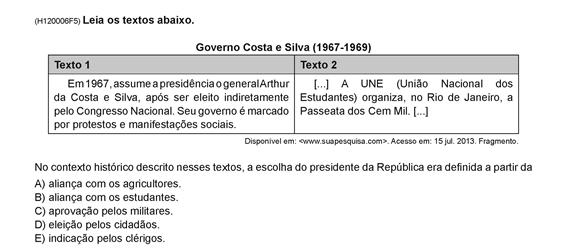 Ciências Humanas Ensino Médio e EJA Ensino Médio SADEAM 2015 Esse item avalia a habilidade do estudante de reconhecer características de um governo através da estrutura e organização da sociedade.