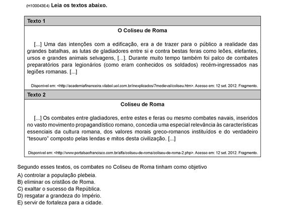 SADEAM 2015 Revista Pedagógica Reconhecer, a partir da interpretação de um texto, a função do historiador.