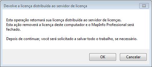 Serviços Premium O MapInfo Professional não consegue ativar uma licença distribuída do Servidor de licença.