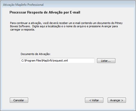 Licenças Node-Locked 4. Na caixa de diálogo Processar Resposta de Ativação por E-mail, clique em Procurar para navegar até o local de seu arquivo de Resposta de Ativação. 5.
