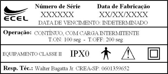 Especificações e Características Técnicas Normas Aplicadas: Este equipamento foi ensaiado e aprovado de acordo com as seguintes normas: - NBR IEC 60601-1-2:2006 - NBR IEC 60601-1:1997 - NBR ISO