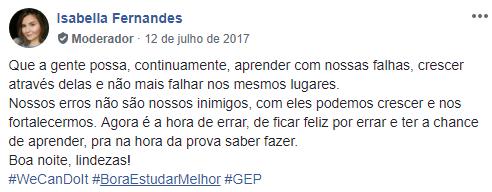 medicina para que eles possam conversar sobre os erros e se desenvolver a partir