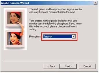 GERENCIAMENTO DE CORES NO ADOBE PHOTOSHOP 96 De acordo com (LYONS, 2002), Deve-se escolher entre Trinitron ou P22-EBU, quando não se sabe o tipo dos fósforos utilizados.