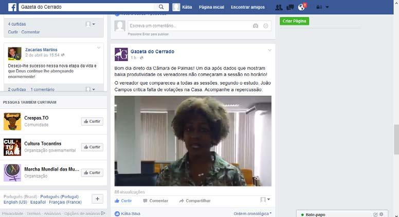 Site: Facebook do Jornal Gazeta do Cerrado Link: https://www.