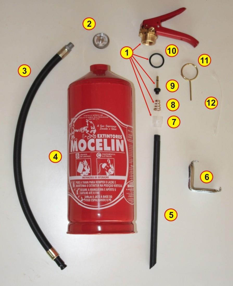 Página 18 de 21 7 Vista Explodida Extintor Industrial Código Componente Item Descrição EM04ABC EM04BC EM06ABC EM06BC EM08ABC EM08BC EM12ABC EM12BC EM10AG 1 Conjunto Válvula Completa VM30 2