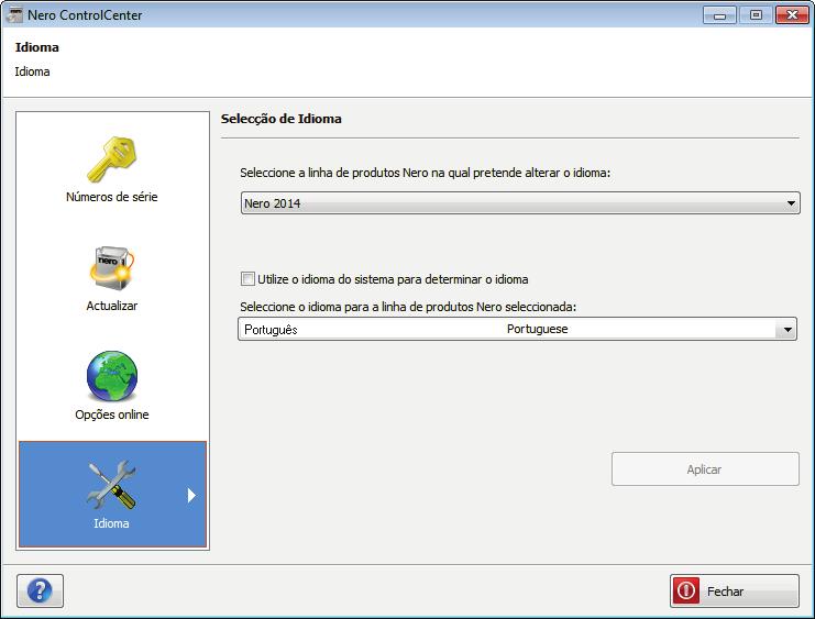Idioma 6 Idioma O ecrã Idioma permite-lhe definir o idioma de apresentação dos seus produtos Nero.