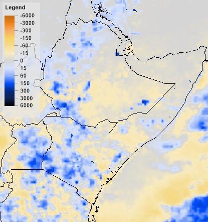 As áreas mais afectadas por precipitações abaixo do normal, incluem a maior parte do Lesoto, sudeste da África do Sul, centro e sul de Moçambique, centro da Zâmbia, a maioria do Zimbabwe e sudeste de