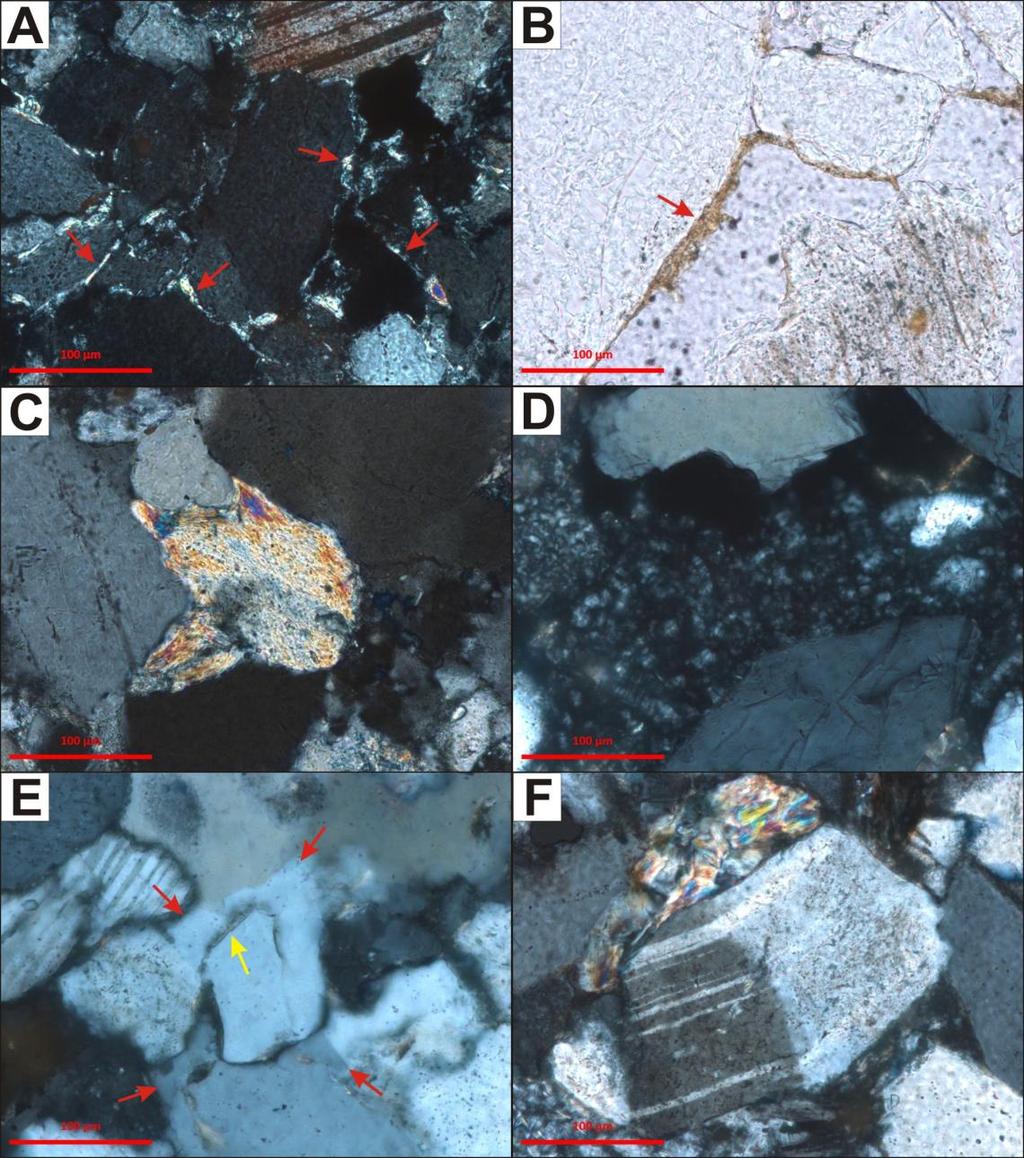 55 Figura 18: Principais feições diagenéticas nos arenitos analisados da Bacia de Barreirinhas.