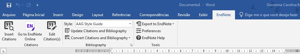 Trabalhando com o Microsoft Word: Exporta as citações que você inseriu pelo EndNote Web para a pasta Não agrupado. Selecione as referências e clique em Export to EndNote.