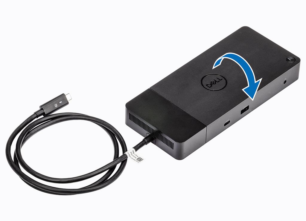 Remoção do módulo do cabo USB Type-C 8 A estação de ancoragem Dell WD19 é fornecida juntamente com o cabo USB Type-C.