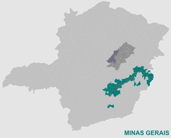 A VALE e a em Minas Gerais VALE DO JEQUITINHONHA QUADRILÁTERO FERRÍFERO EFVM A Vale e a Fundação Vale atuam em 55 municípios de Minas Gerais.