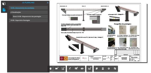 (a) (b) Figura 13: Vistas gerais do visualizador BIM: (a) comentários associados a objetos e localizações específicas do modelo; (b) relatório de inspeção Revit 4.