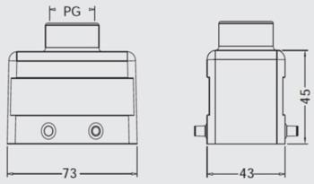 Carcaça e Base Serie BTM - 10 Referencia Designação BTM-10TG Carcaça 4 pinos - saída superior + prensa cabo PG