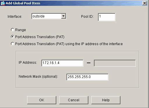 configurar o endereço PAT.