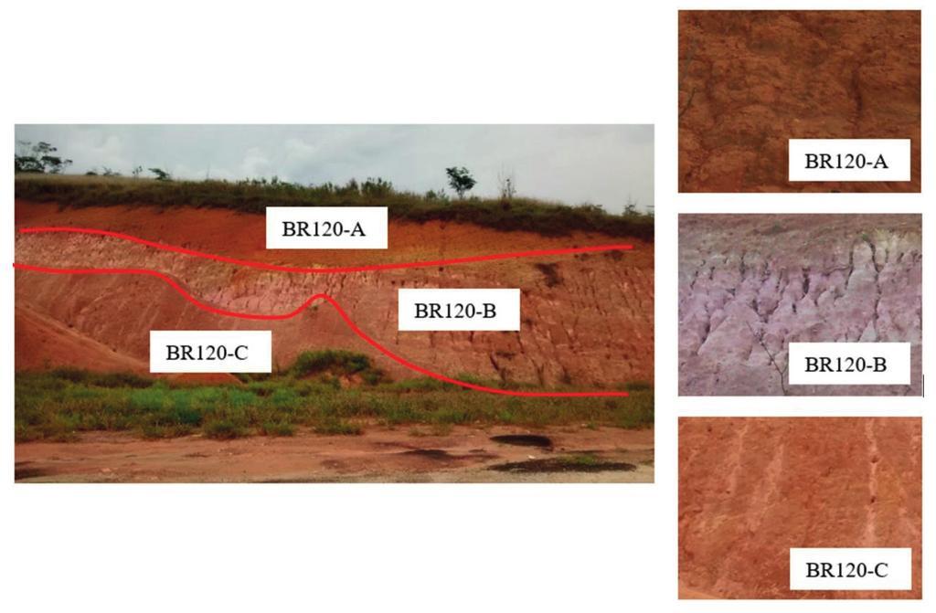 Figura 1 Mapa de localização da área de estudo Figura 2 Corte rodoviário em solo residual com os