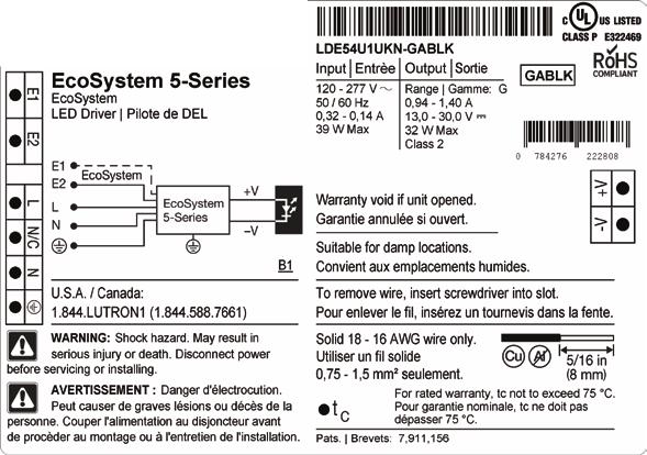 Como criar um número de modelo para o envoltório tipo K (para uso com a tecnologia QwikFig da Lutron): Driver de LED EcoSystem 1% Hi-lume com Soft-on, Fade-to-Black (até 40 W) 369823m 17.16.