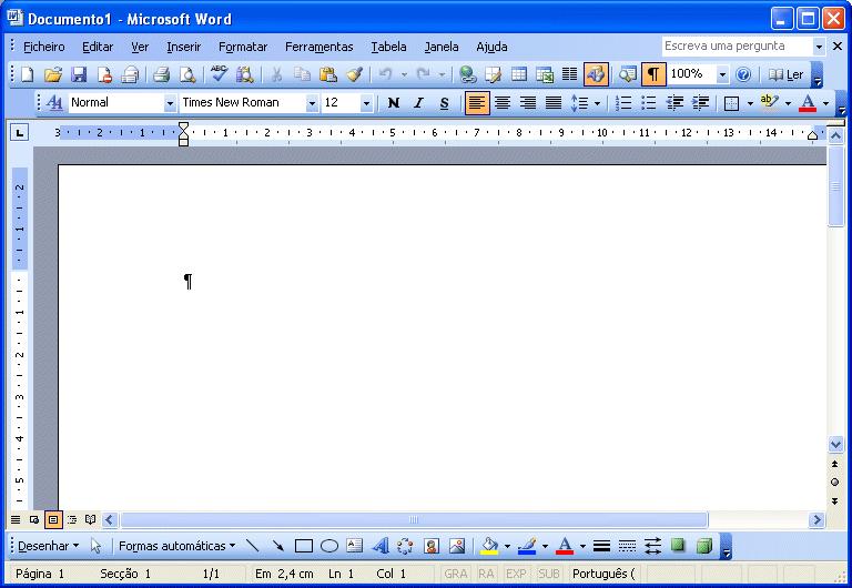 Operações Básicas Entrar no programa Microsoft Word.