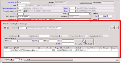 5º Pesquisar o Código do Produto. 6º Digitar a Qtd.