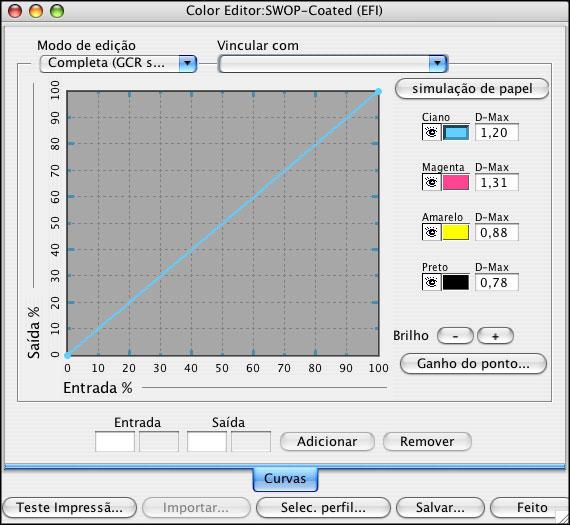 EDIÇÃO DA TEMPERATURA DE COR DA SIMULAÇÃO DE PAPEL 20 5 Selecione Completa (GCR saída) no menu Modo de edição.