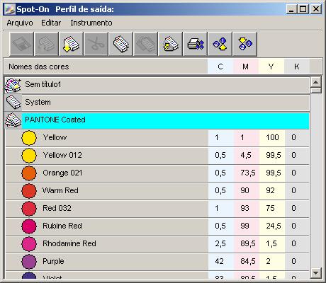 SPOT-ON COM CORES NOMEADAS 28 PARA ABRIR E SELECIONAR UM GRUPO DE CORES 1 Para abrir um grupo de cores, clique duas vezes no ícone à esquerda do nome do grupo.