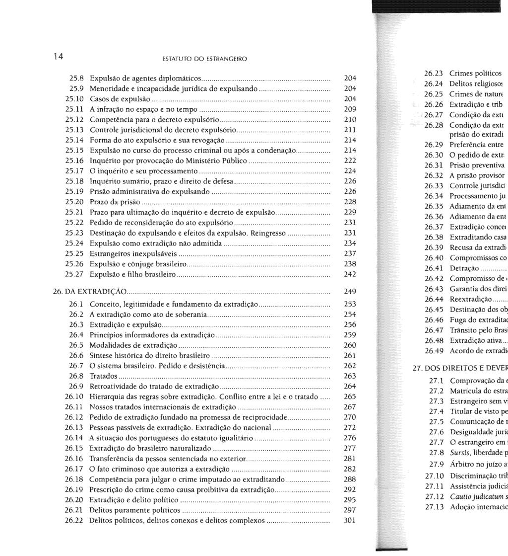 14 ESTATUTO DO ESTRANGEIRO 25.8 ExpulsãO de agentes 204 25.9 Menoridade e incapacidade do expulsando "...""... " 204 25.10 Casos de 204 25.11 A infração no espaço e no tempo...""..."...""".... 209 25.